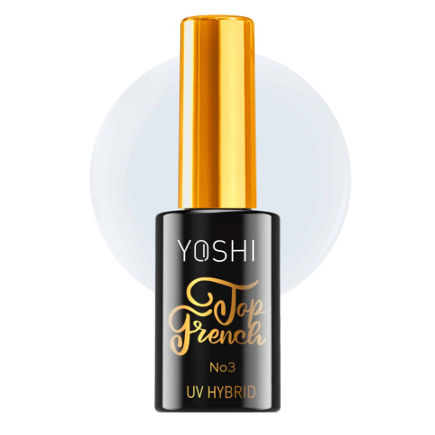 YOSHI Top French No 3 – brzoskwiniowy top hybrydowy 10ml “no-wipe” do klasycznego french manicure TPO-FREE