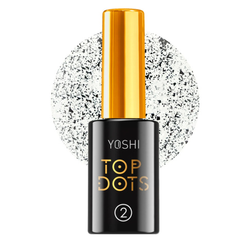Yoshi UV Hybrid Top Dots No2 10 ml – Matowy Top Hybrydowy z Czarne Drobinki TPO-FREE