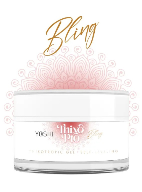 YOSHI Thixo PRO Bling Żel Budujący 50 ml – Mleczny Róż z Drobinkami, Bez Pieczenia TPO-FREE